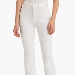 MOTHER The Hustler High Waist Fray Hem Ankle Bootcut Jeans